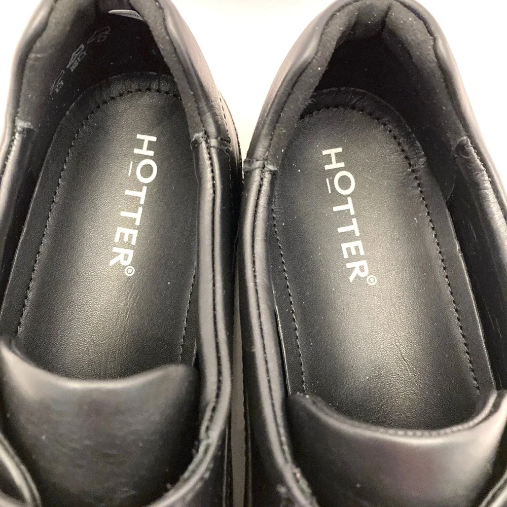 Hotter Sugar II Shoes Womens 11 Wide EXF Hook Loop Close Monkstrap Black Leather